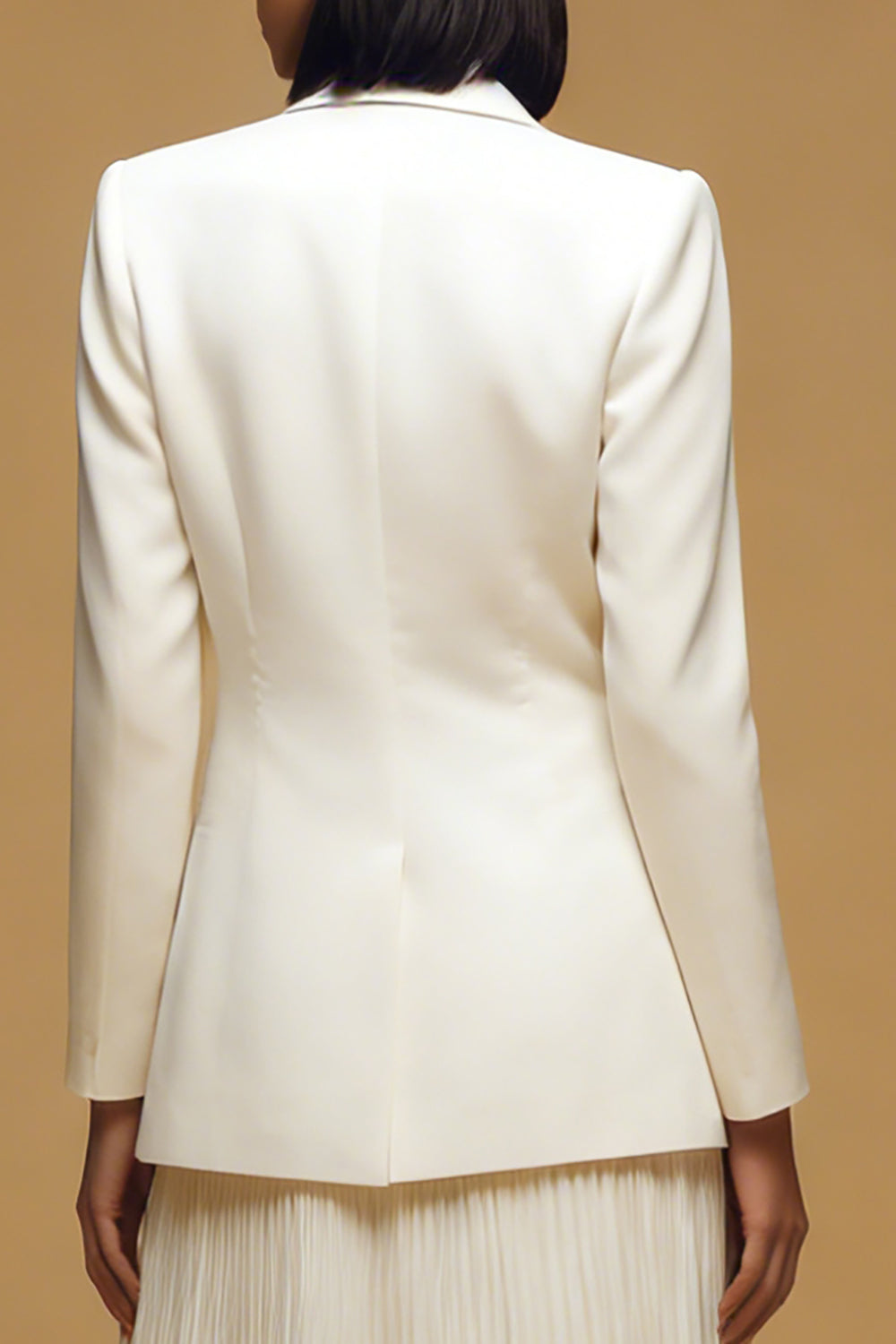 Berylove Women Elegant Single Buckle Ivory Suits 2 Piece Long Sleeve Business Casual Suits With Pockets, Ivory / L Berylove Women Elegant Single Buckle Ivory Suits 2 Piece Long Sleeve Business Casual Suits With Pockets, Ivory / L