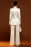 Shawl Lapel Ivory Long Sleeve 2 Piece Women Suits