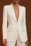 Shawl Lapel Ivory Long Sleeve 2 Piece Women Suits