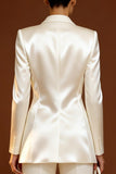 Shawl Lapel Ivory Long Sleeve 2 Piece Women Suits