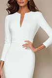 Ivory Bodycon 3/4 Sleeve Midi Work Dress