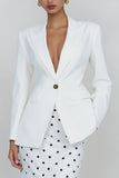 Peaked Lapel 2 Piece Ivory Polka Dot Women Suits