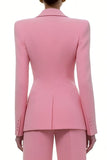Pink Peaked Lapel 2 Piece Slim Fit Women Suits
