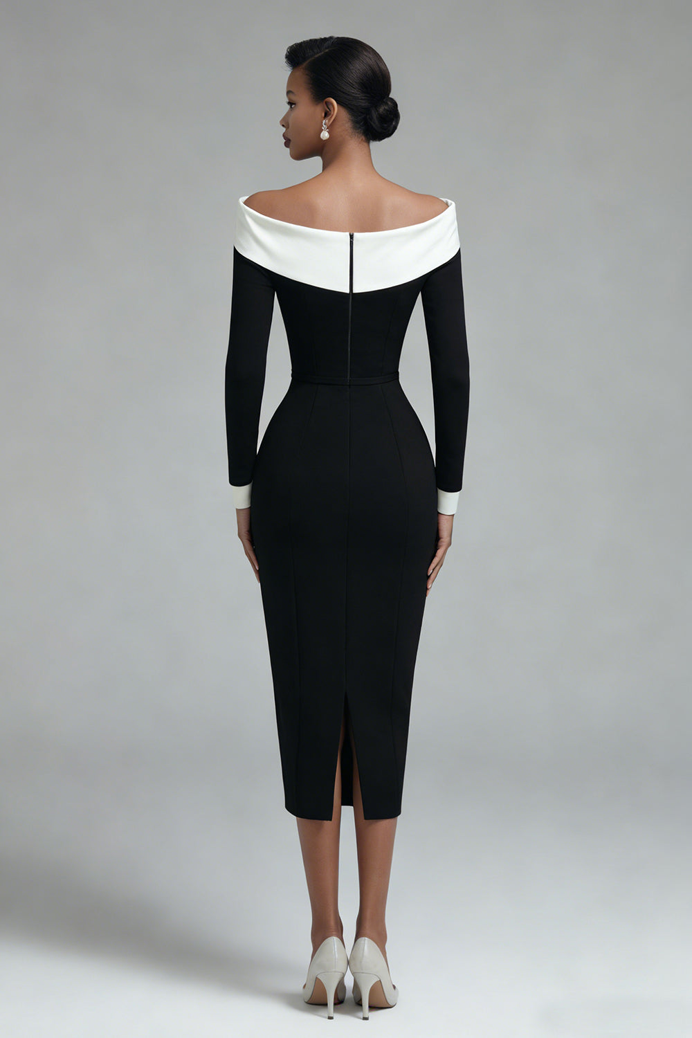 Berylove Women Off the Shoulder Work Dress Black Bodycon Elegant Midi Business Dress, Black / US16 Berylove Women Off the Shoulder Work Dress Black Bodycon Elegant Midi Business Dress, Black / US16