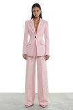 Peaked Lapel 2 Piece Light Pink Single Buckle Women Suits
