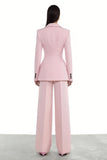Peaked Lapel 2 Piece Light Pink Single Buckle Women Suits
