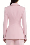 Peaked Lapel 2 Piece Light Pink Single Buckle Women Suits