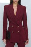 Shawl Lapel 2 Piece Burgundy Slim Fit Women Suits