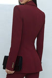 Shawl Lapel 2 Piece Burgundy Slim Fit Women Suits
