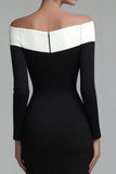 Black Off the Shoulder Bodycon Midi Work Dress