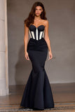 Black Mermaid Strapless Corset Prom Dress