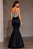 Black Mermaid Strapless Corset Prom Dress