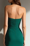 Dark Green Strapless Ruffled Mermaid Formal Dress