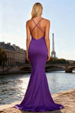 Mermaid Purple Satin Cut Out Maxi Dress