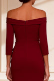 Burgundy Off the Shoulder Mermaid Mother of the Bride Dress