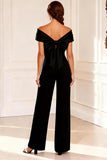 Black Asymmetrical Neck Mother of the Bride Jumpsuit