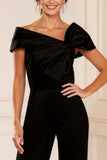 Black Asymmetrical Neck Mother of the Bride Jumpsuit