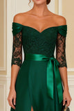Dark Green Off the Shoulder Lace Mother of the Bride Dress