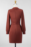 Long Sleeve Bodycon Chocolate Mother of the Bride Dress