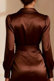 Long Sleeve Bodycon Chocolate Mother of the Bride Dress