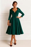 Dark Green 3/4 Sleeve A Line Mother of the Bride Dress