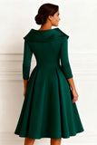 Dark Green 3/4 Sleeve A Line Mother of the Bride Dress