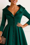 Dark Green 3/4 Sleeve A Line Mother of the Bride Dress