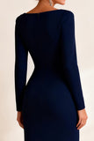 Long Sleeve Mermaid Navy Maxi Mother of the Bride Dress
