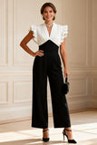 Black and White Ruffled Mother of the Bride Jumpsuit
