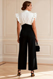Black and White Ruffled Mother of the Bride Jumpsuit