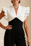 Black and White Ruffled Mother of the Bride Jumpsuit