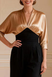 Black and Champagne Sheath Satin Mother of the Bride Dress