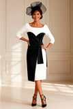 Black and White Bodycon Midi Mother of the Bride Dress