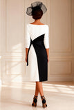 Black and White Bodycon Midi Mother of the Bride Dress