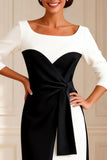 Black and White Bodycon Midi Mother of the Bride Dress