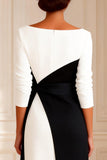 Black and White Bodycon Midi Mother of the Bride Dress