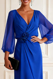 Elegant 3D Flowers Royal Blue Mother of the Bride Dress