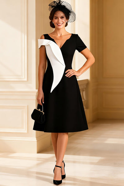 Berylove Women Black and White Mother of the Bride Dress Simple A Line