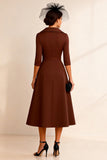 Simple Chocolate A Line Midi Mother of the Bride Dress