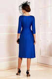 Satin Royal Blue Ruched Bodycon Mother of the Bride Dress