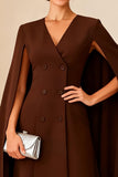 Chocolate A Line Midi Mother of the Bride Dress with Shawl