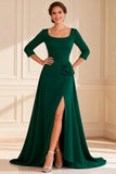 Dark Green A Line Scoop Neck Mother of the Bride Dress