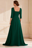 Dark Green A Line Scoop Neck Mother of the Bride Dress