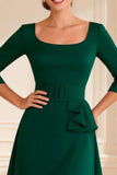 Dark Green A Line Scoop Neck Mother of the Bride Dress