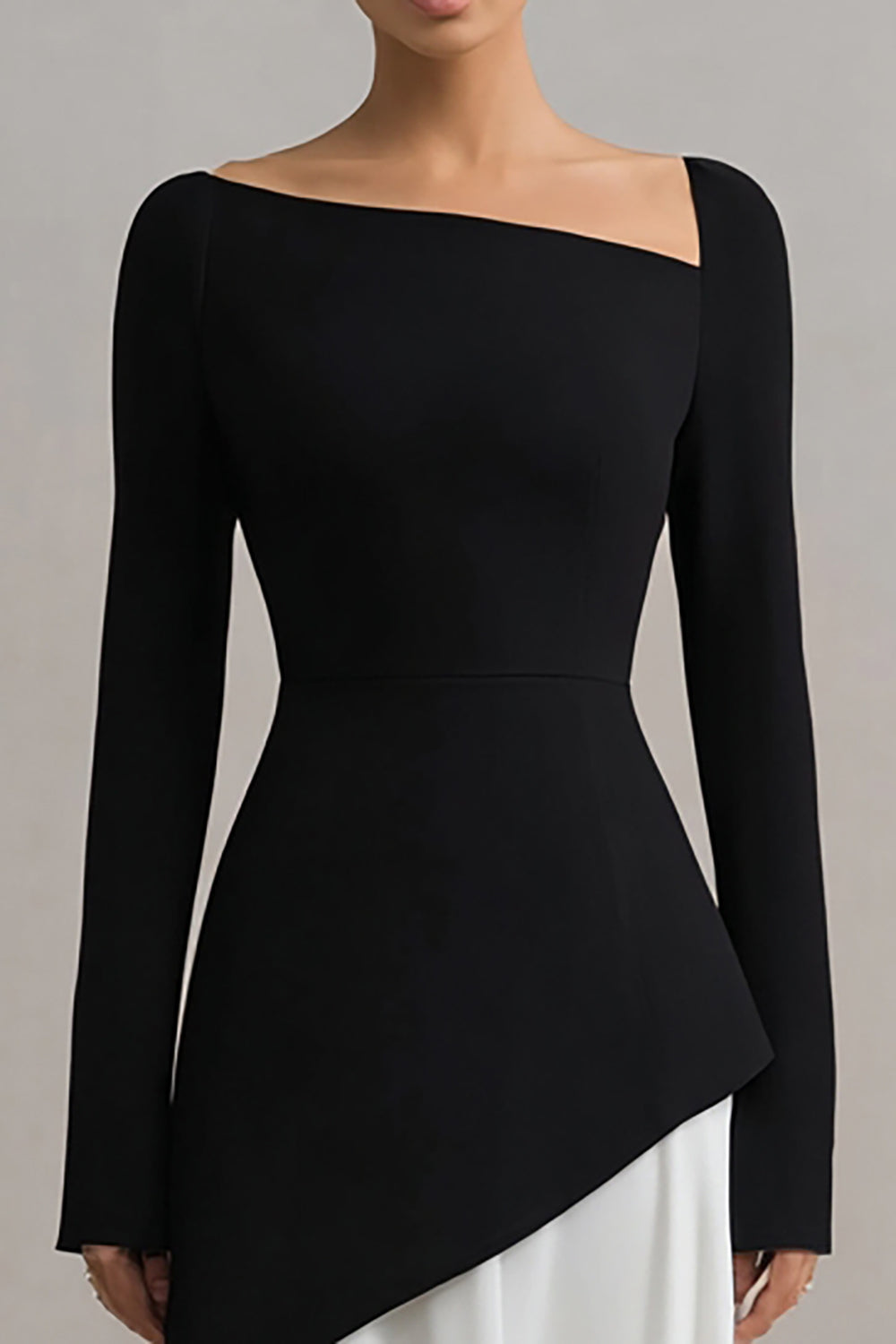 Berylove Women Black and White Formal Dress A-Line Bateau Neck Evening Dress With Long Sleeves, Black and White / US8 Berylove Women Black and White Formal Dress A-Line Bateau Neck Evening Dress With Long Sleeves, Black and White / US8