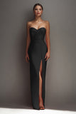 Black Sweetheart Sheath Long Formal Dress With Slit