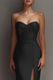 Black Sweetheart Sheath Long Formal Dress With Slit