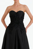 Strapless Black A-Line Maxi Formal Dress