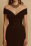 Sheath Off The Shoulder Maxi Black Tie Dress