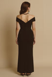 Sheath Off The Shoulder Maxi Black Tie Dress